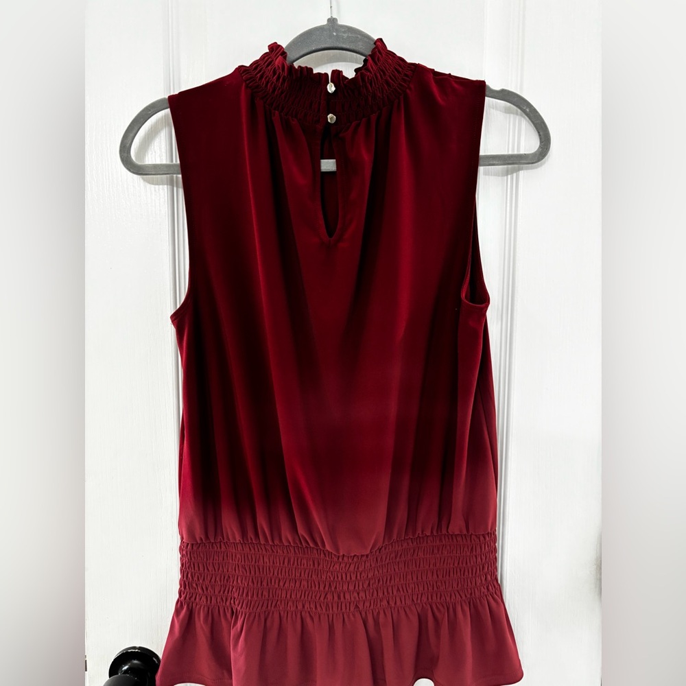 WHBM Women's High Neck Maroon Peplum Top size Small - Picture 2 of 5